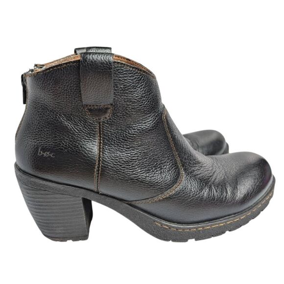 BOC Born Concept Black Pebbled Leather Chunky Ankle Boots Womens 9 - Picture 1 of 7